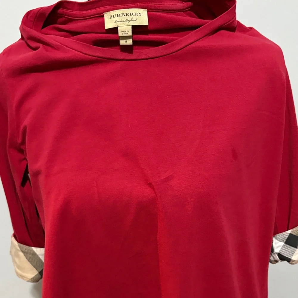 Burberry Red Long Sleeve Top with Plaid Accents - Picture 4 of 4